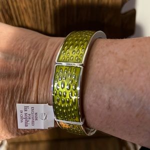 3/$18 Lia Sophia Lime Green/Silver Stretch Bracelet - New - Lot 536